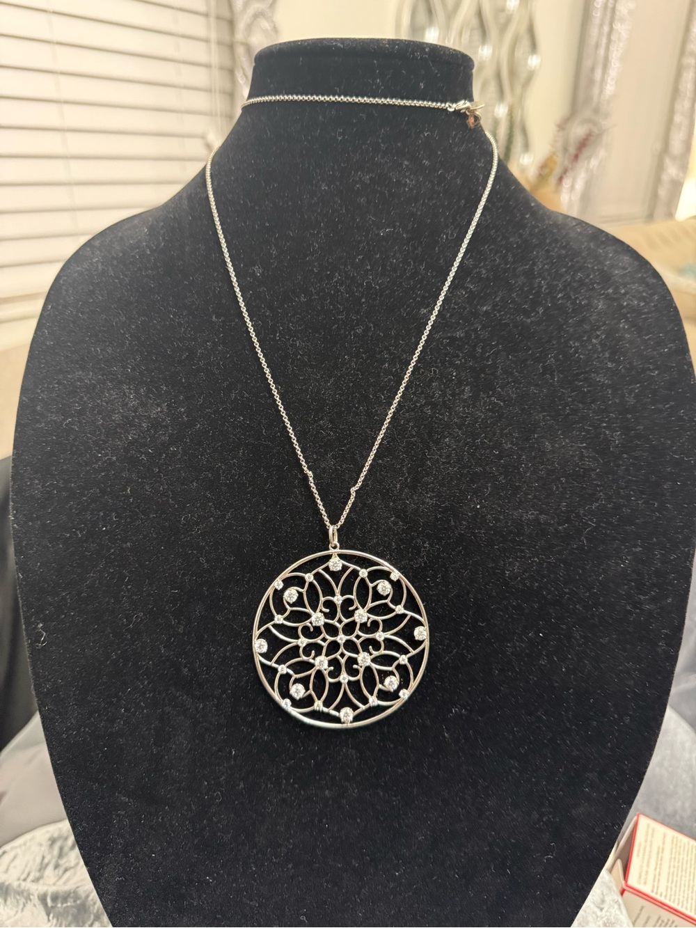 Silver Filigree Medallion Pendant Necklace - Women Jewelry